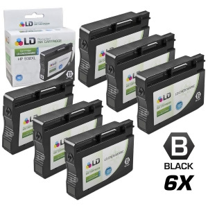 Ld Remanufactured Replacements for Hewlett Packard Cn053an Hp 932Xl / 932 Set of 6 Black Inkjet Cartridges for OfficeJet 6100 6600 6700 7110 ePrinter 