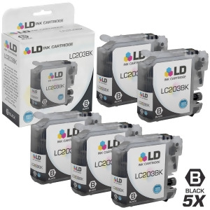 Ld Compatible Replacements for Brother Lc203bk Set of 5 High Yield Black Inkjet Cartridges for Brother Mfc J4320dw J4420dw J4620dw J5520dw J5620dw and