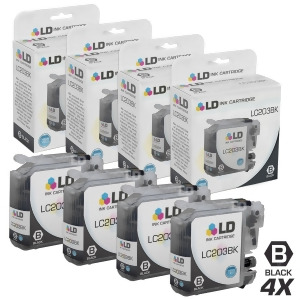 Ld Compatible Replacements for Brother Lc203bk Set of 4 High Yield Black Inkjet Cartridges for Brother Mfc J4320dw J4420dw J4620dw J5520dw J5620dw and