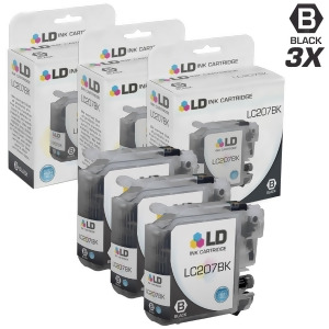 Ld Compatible Replacements for Brother Lc207bk Set of 3 Extra High Yield Black Inkjet Cartridges for Brother Mfc J4320dw J4420dw and J4620dw Printers 