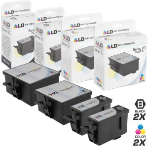 Ld Compatible Dell Series 20 Set of 4 Ink Cartridges Includes 2 Dw905 / Nf573f Black and 2 Dw906 / Nd570f Color for Dell Photo All-In-One P703w - All