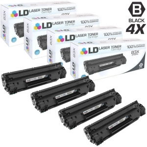 Ld Compatible Replacements for Hp Cf283x / 83X Set of 4 High Yield Black Laser Toner Cartridges for Hp LaserJet Pro M201dw M225dn - All