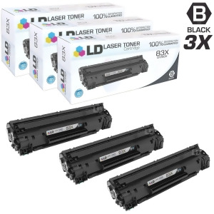 Ld Compatible Replacements for Hp Cf283x / 83X Set of 3 High Yield Black Laser Toner Cartridges for Hp LaserJet Pro M201dw M225dn - All