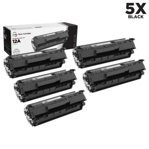 Ld Compatible Replacements for Hp Q2612a / 12A Set of 5 Black Laser Toner Cartridges for Hp LaserJet Printer Series - All