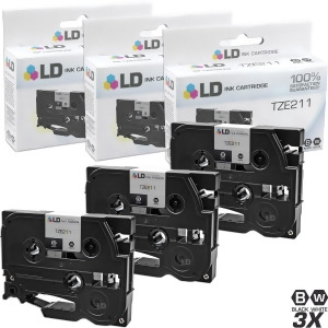 Ld Compatible Brother TZe211 Set of 3 Black on White Tape Cartridges for Brother Gl/pt/st P-Touch Printer Series - All