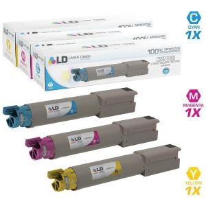 Ld Compatible Okidata Set of 3 Laser Toner Cartridges 1 43459303 Cyan 1 43459302 Magenta and 1 43459301 Yellow - All