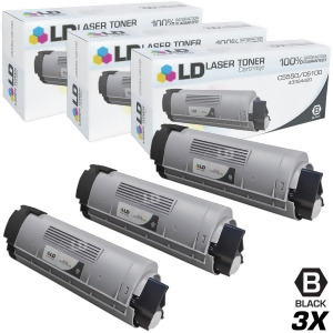 Ld Compatible Okidata 43324420 / Type C8 Set of 3 Black Laser Toner Cartridges for Oki C5550n Mfp C6100dn C6100dtn C6100hdn C6100n - All