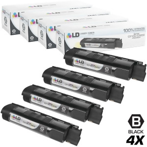 Ld Compatible Okidata 43034804 / Type C6 Set of 4 Black Laser Toner Cartridges for Oki C3100 C3200 C3200n Printers - All