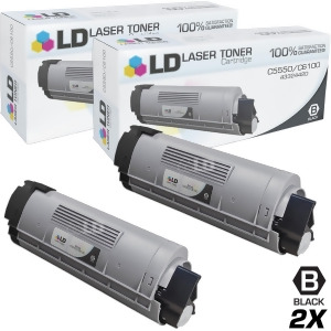 Ld Compatible Okidata 43324420 / Type C8 Set of 2 Black Laser Toner Cartridges for Oki C5550n Mfp C6100dn C6100dtn C6100hdn C6100n - All