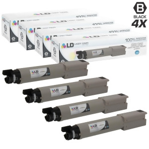 Ld Compatible Okidata 43459304 Set of 4 Hy Black Laser Toner Cartridges for Oki C3300n C3400n C3520 C3530n Mfp C3600n MC360n Mfp Mc630mfp Printers - A