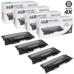 Ld Compatible Samsung Clt-k407s Set of 4 Black Laser Toner Cartridges for Clp 320 320N 321N 325 325W 326 Clx 3180 3185Fw 3185N 3186 Printers - All