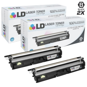 Ld Compatible Okidata 44250716 Set of 2 High Yield Black Laser Toner Cartridges for Oki C110 C130n Mc160 Mfp Printers - All
