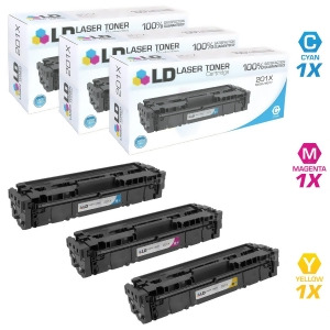 Ld Compatible Replacements for Hp 201X Set of 3 High Yield Toner Cartridges 1 Cf401x Cyan 1 Cf402x Yellow and 1 Cf403x Magenta - All