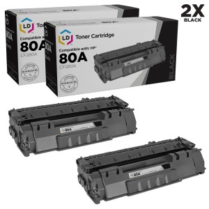 Ld Compatible Replacements for Hewlett Packard Cf280a Hp 80A Set of 2 Black Laser Toner Cartridges for LaserJet Pro 400 M401dn 400 M401dne 400 M401dw 