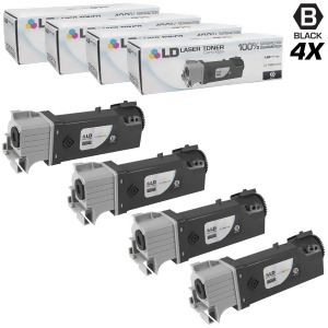 Ld Compatible Replacements for Xerox 106R01334 Set of 4 Black Laser Toner Cartridges for Xerox Phaser 6125 and 6125N Printers - All