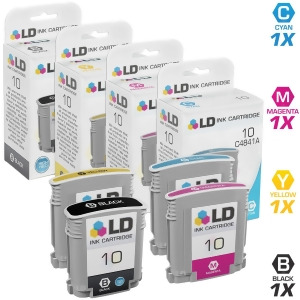 Ld Remanufactured Replacements for Hp 10 4Pk Ink Cartridges 1 C4844a Hy Black 1 C4841a Cyan 1 C4843a Magenta and 1 C4842a Yellow - All