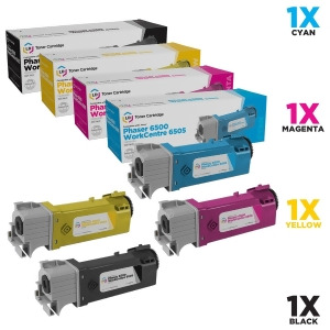 Ld Compatible Replacements for Xerox Phaser 6500 Set of 4 Toner Cartridges Includes 1 Black 106R01597 1 Cyan 106R01594 1 Magenta 106R01595 and 1 Yello