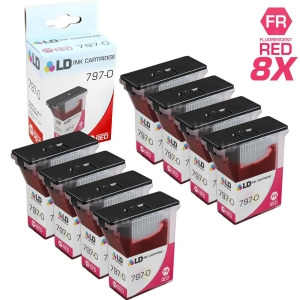 Ld Compatible Replacements for Pitney Bowes 797-0 Set of 8 Fluorescent Red Inkjet Cartridges for Pitney Bowes MailStation K700 - All