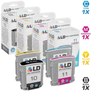 Ld Remanufactured Replacements for Hp 10/11 4Pk Ink Cartridges 1 C4844a Hy Black 1 C4836a Cyan 1 C4837a Magenta and 1 C4838a Yellow - All