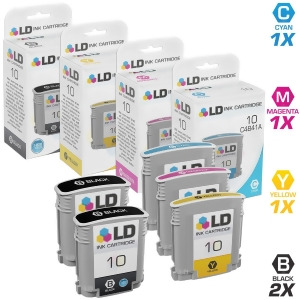 Ld Remanufactured Replacements for Hp 10 5Pk Ink Cartridges 2 C4844a Hy Black 1 C4841a Cyan 1 C4843a Magenta and 1 C4842a Yellow - All