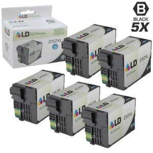 Ld Remanufactured Replacements for Epson T252xl120 T252 Xl Set of 5 High Yield Black Ink Cartridges for Epson WorkForce Wf 3620 3640 7110 7610 and 762