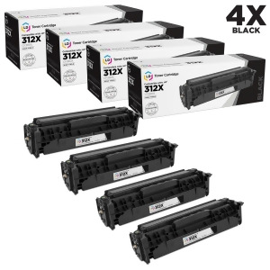 Ld Remanufactured Replacements for Hp Cf380x / 312X Set of 4 High Yield Black Laser Toner Cartridges for Hp Color LaserJet Pro Mfp M476dn M476dw and M