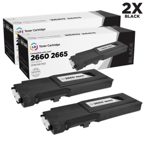 Ld Dell Compatible Rd80w 67H2t Set of 2 Black Extra High Yield Toner Cartridges Includes 2 593-Bbbu Black for Dell Color Laser C2660dn and C2665dnf Pr