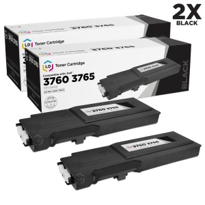 Ld Compatible Dell 331-8429 / W8d60 Set of 2 Black Laser Toner Cartridges for Dell C3760dn C3760n C3765nf Printers - All