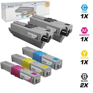 Ld Compatible Okidata Type C17 5Pk Toner Cartridges 2 44469801 Black 1 44469703 Cyan 1 44469702 Magenta and 1 44469701 Yellow - All