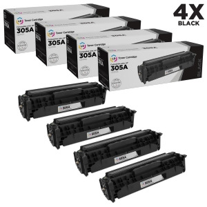 Ld Compatible Replacements for Hp 305A / Ce410a Set of 4 Black Toner Cartridges for Hp LaserJet Pro 300 Color Mfp M375nw 400 Color M451dn M451dw M451n