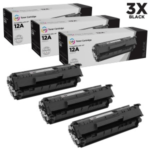 Ld Compatible Replacements for Hp Q2612a / 12A Set of 3 Black Laser Toner Cartridges for Hp LaserJet Printer Series - All
