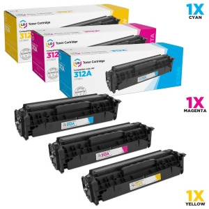 Ld Remanufactured Replacements for Hp 312A 3Pk Toner Cartridges Includes 1 Cf381a Cyan 1 Cf382a Yellow and 1 Cf383a Magenta - All