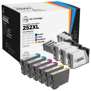Ld Remanufactured Replacements for Epson T252 Xl 9Pk Hy Cartridges 3 T252xl120 Black 2 T252xl220 Cyan 2 T252xl320 Magenta 2 T252xl420 Yellow for Epson
