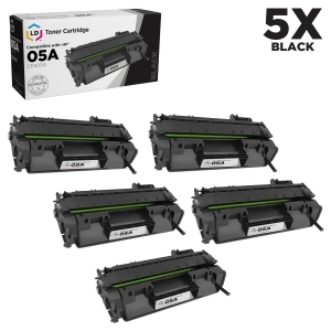 Ld Compatible Replacements for Hewlett Packard Ce505a Hp 05A Set of 5 Black Laser Toner Cartridges for Hp LaserJet P2035 P2035n P2055d P2055dn and P20