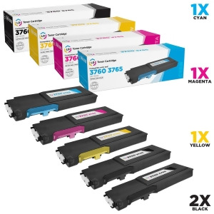 Ld Compatible Alternative for Dell C3760dn / C3760n / C3765nf Set of 5 Toner Cartridges 2 Black 331-8429 1 Cyan 331-8432 1 Magenta 331-8431 and 1 Yell