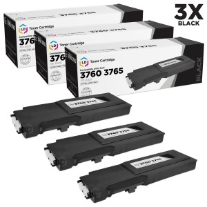 Ld Compatible Dell 331-8429 / W8d60 Set of 3 Black Laser Toner Cartridges for Dell C3760dn C3760n C3765nf Printers - All