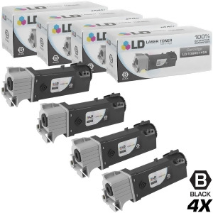 Ld Compatible Replacements for Xerox 106R01455 Set of 4 Black Laser Toner Cartridges for Xerox Phaser 6128Mfp and 6128Mfp/n Printers - All