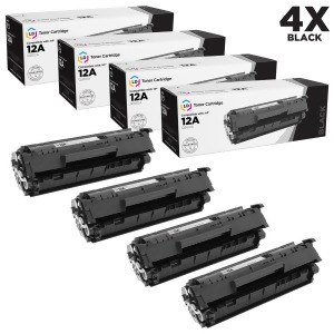Ld Compatible Replacements for Hp Q2612a / 12A Set of 4 Black Laser Toner Cartridges for Hp LaserJet Printer Series - All