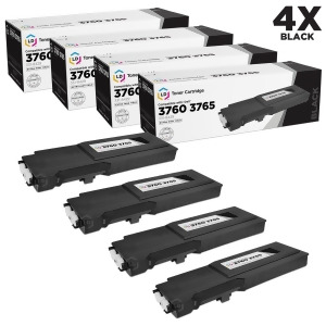 Ld Compatible Dell 331-8429 / W8d60 Set of 4 Black Laser Toner Cartridges for Dell C3760dn C3760n C3765nf Printers - All