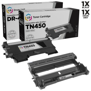 Ld Compatible Brother Tn450 Toner and Dr420 Drum Combo 1 Black Tn450 Cartridge and 1 Dr420 Drum for Hl-2240 IntelliFax-2840 Hl-2130 Mfc-7460dn Hl-2242