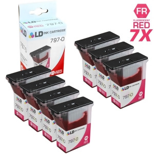 Ld Compatible Replacements for Pitney Bowes 797-0 Set of 7 Fluorescent Red Inkjet Cartridges for Pitney Bowes MailStation K700 - All