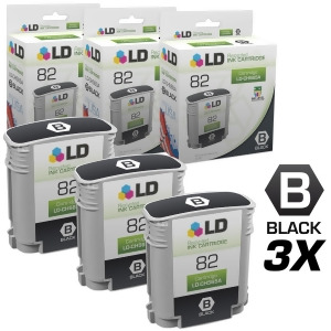 Ld Remanufactured Replacements for Hp 82 / Ch565a Set of 3 Black Inkjet Cartridges for Hp DesignJet 111 and 510 Printers - All