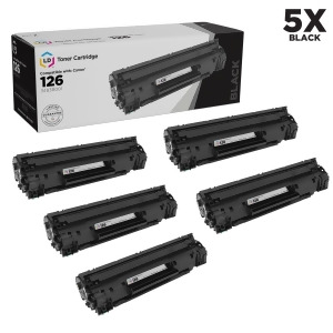 Ld Compatible Replacements for Canon 3483B001 126 Set of 5 Black Laser Toner Cartridges for Canon ImageClass LBP6200d and LBP6230dw Printers - All