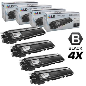 Ld Brother Compatible Set of 4 Black Tn210bk Laser Toner Cartridges for Dcp-9010cn Hl-3040cn Hl-3045cn Hl-3070cw Hl-3075cw Mfc-9010cn Mfc-9120cn Mfc-9
