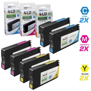 Ld Remanufactured Replacement for Hp 951 Set of 6 Ink Cartridges Includes 2 Cyan Cn049an 2 Magenta Cn051an and 2 Yellow Cn052an - All
