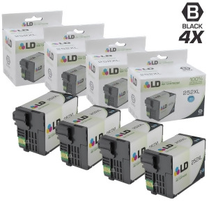 Ld Remanufactured Replacements for Epson T252xl120 T252 Xl Set of 4 High Yield Black Ink Cartridges for Epson WorkForce Wf 3620 3640 7110 7610 and 762