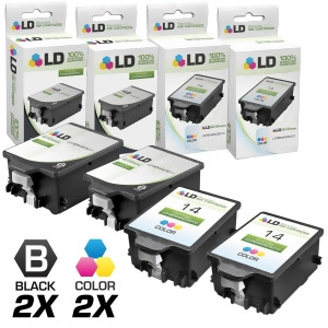 Ld Remanufactured Replacements for Hewlett Packard Hp 14 4Pk Ink Cartridges Includes 2 C5011dn Black 2 C5010dn Tri-Color for Hp Color Copier Color Ink