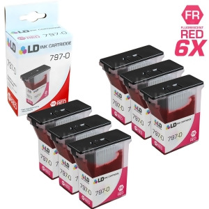 Ld Compatible Replacements for Pitney Bowes 797-0 Set of 6 Fluorescent Red Inkjet Cartridges for Pitney Bowes MailStation K700 - All