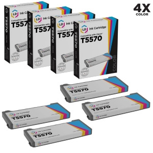 Ld Remanufactured Epson T5570 Set of 4 Black Inkjet Cartridges for Epson PictureMate PictureMate Deluxe Viewer Edition PictureMate Express Edition Pri