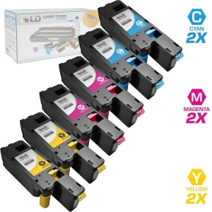 Ld Set of 6 Compatible Toners to Replace Dell C1660w Laser Toner Cartridges Cyan 332-0400 Magenta 332-0401 and Yellow 332-0402 - All